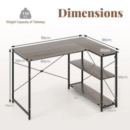 Corner Computer Desk Reversible L Shaped Writing Desk Workstation Gaming Table - thumbnail 2