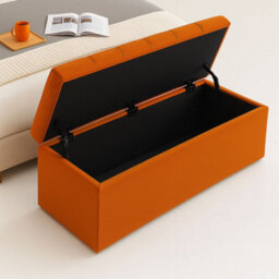 120Cm Chesterfield Ottoman Storage Box, Burnt Orange Plush Velvet Upholstered Blanket Box, End Of Bed Bench, Deep Storage Chest - thumbnail 2