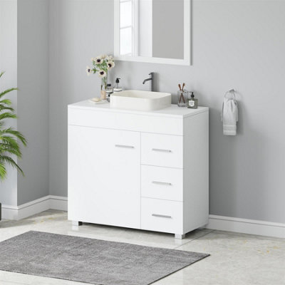 Avc Designs Bathroom Sink Cabinet Under Basin Unit Cupboard Storage Furniture With Storage Shelf White - image 1