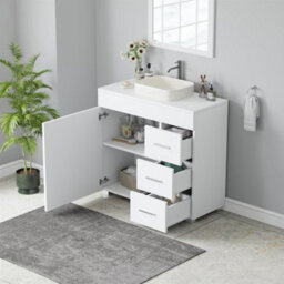 Avc Designs Bathroom Sink Cabinet Under Basin Unit Cupboard Storage Furniture With Storage Shelf White - thumbnail 3