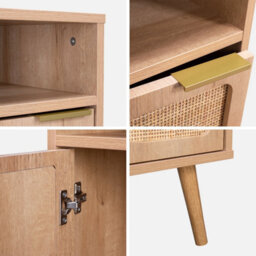 Sweeek. Pair Of Wood And Rounded Cane Rattan Bedside Tables Eva Natural 40X39X70 Cm - thumbnail 7
