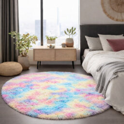 Aspire Homeware Non-Slip Grey Shaggy Rug Soft Fluffy Washable, Round Living Area And Bedroom Rug, (L)120Cm X (W)120Cm - thumbnail 7