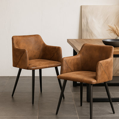 Madison & Mayfair Set Of 2 Aldridge Dining Chair In Suede Brown