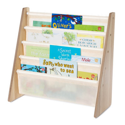 Livivo Natural Kids Bookshelf 4 Tier Sling Book Storage Rack - image 1