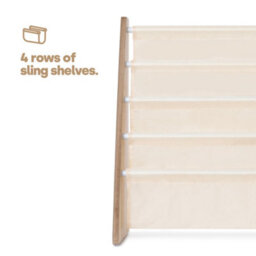 Livivo Natural Kids Bookshelf 4 Tier Sling Book Storage Rack - thumbnail 3