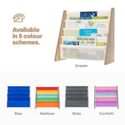 Livivo Natural Kids Bookshelf 4 Tier Sling Book Storage Rack - thumbnail 7