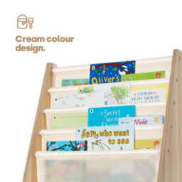 Livivo Natural Kids Bookshelf 4 Tier Sling Book Storage Rack - thumbnail 6