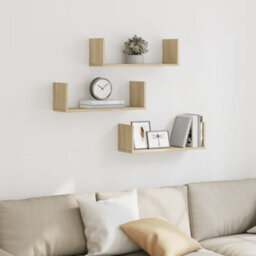 Berkfield Durable Wall Shelves 3 Pcs Sonoma Oak 58X18X18 Cm Engineered Wood - thumbnail 3