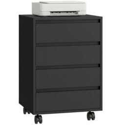 Black Mobile Filing Cabinet, 4 Drawer Storage Filing Cabinet Home Office - thumbnail 1