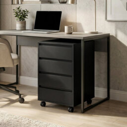 Black Mobile Filing Cabinet, 4 Drawer Storage Filing Cabinet Home Office - thumbnail 5