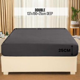 Aspire Homeware Charcoal Fitted Sheet-(25Cm) Deep Hotel Quality -Breathable Fitted Bed Sheets Double (L)190Cm X (W)137Cm - thumbnail 7