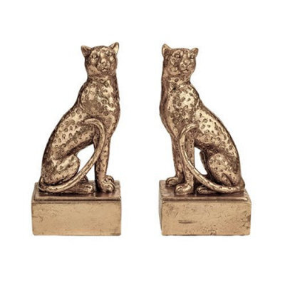 Candlelight Art Deco Style Black & Gold Leopard Bookends - image 1
