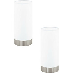 Elegant 2-Pack Table Lamps With Satin Nickel Finish And White Satin Glass Shade - thumbnail 1