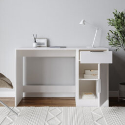 Urbn-Living Urbnliving 75Cm Height 1Door 1Draw Compact Cabinet And Pc Storage Desk Workstation For Office White - thumbnail 2