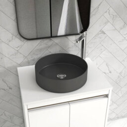Royal Bathrooms Orion 600mm Matt White Wall Hung Plain White Countertop Vanity Unit 2 Drawer With Art Round Basin & Chrome Accent Trim - thumbnail 5