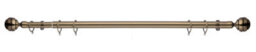 Lister Cartwright 28mm Antique Brass Fixed Metal Curtain Pole Set Rings With Ribbed Ball Finial(400 Cm) - thumbnail 3