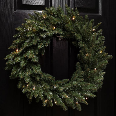 Samuel Alexander 60Cm Plain Green Christmas Wreath With 50 Warm White Leds And 160 Bullet Tips - image 1