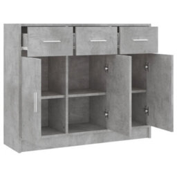 Berkfield Sideboard Concrete Grey 91X28X75 Cm Engineered Wood - thumbnail 6