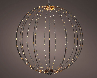 Lumineo Black Metal Christmas Ball Frame Light Led Sphere Light Timer Classic Warm 38Cm - image 1