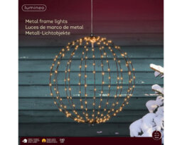 Lumineo Black Metal Christmas Ball Frame Light Led Sphere Light Timer Classic Warm 38Cm - thumbnail 2