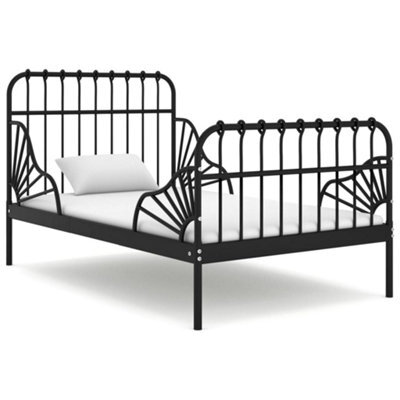 Vidaxl Extendable Bed Frame Without Mattress Black Metal 80X130/200 Cm - image 1