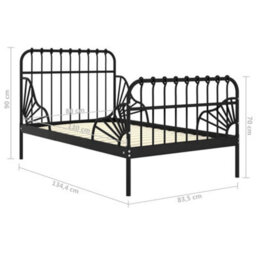 Vidaxl Extendable Bed Frame Without Mattress Black Metal 80X130/200 Cm - thumbnail 9