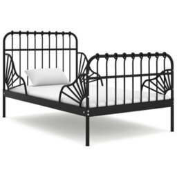 Vidaxl Extendable Bed Frame Without Mattress Black Metal 80X130/200 Cm - thumbnail 1