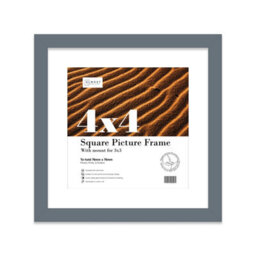 "4X4"" Grey Picture Frame - 4X4"" Square Frame With 3X3"" Mount For 4X4""/3X3"" Pictures Moderrn Style Thin Edge, 1 Pack" - thumbnail 1
