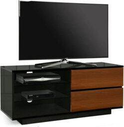 "Centurion Supports Gallus Gloss Black With 2-Walnut Drawers And 2 Shelves Up To 55"" Led, Lcd, Plasma Tv Cabinet" - thumbnail 1