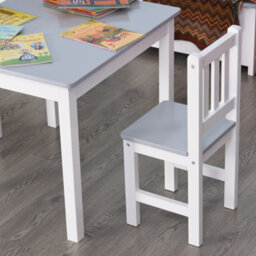 Homcom Kids Table And 2 Chairs Set 3 Pieces Toddler Multi-Usage Desk Indoor Grey - thumbnail 9