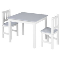Homcom Kids Table And 2 Chairs Set 3 Pieces Toddler Multi-Usage Desk Indoor Grey - thumbnail 2