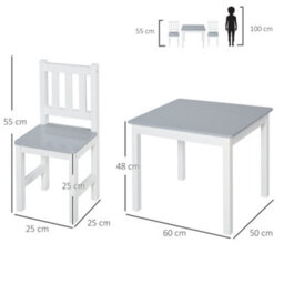 Homcom Kids Table And 2 Chairs Set 3 Pieces Toddler Multi-Usage Desk Indoor Grey - thumbnail 3