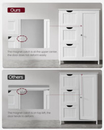 Songmics Bathroom Floor Storage Cabinet, Bathroom Storage Unit With 3 Drawers, Adjustable Shelf, Cabinet Freestanding, White - thumbnail 8