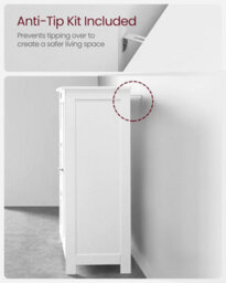 Songmics Bathroom Floor Storage Cabinet, Bathroom Storage Unit With 3 Drawers, Adjustable Shelf, Cabinet Freestanding, White - thumbnail 6