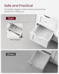 Songmics Bathroom Floor Storage Cabinet, Bathroom Storage Unit With 3 Drawers, Adjustable Shelf, Cabinet Freestanding, White - thumbnail 7