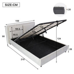 Matteo Beige Velvet 4Ft6 Double Ottoman Bed Frame With Hydraulic Lift Storage & Removable Headboard - thumbnail 4