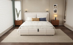 Matteo Beige Velvet 4Ft6 Double Ottoman Bed Frame With Hydraulic Lift Storage & Removable Headboard - thumbnail 9