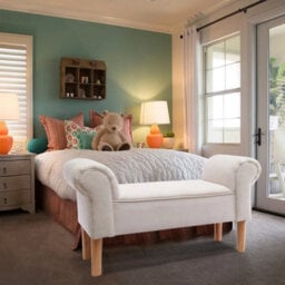 Beige Linen Velvet Upholstered Bed End Bench Window Seat Ottoman Pouffe Stool 2 Seater - thumbnail 3