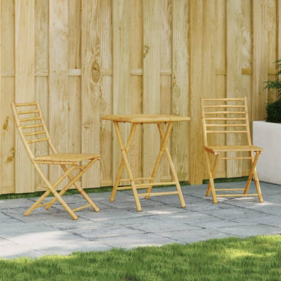 Walplus 3 Piece Bistro Set Bamboo For Garden Backyard, Balcony - Cushion Not Included - image 1