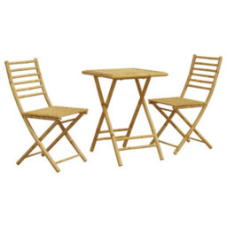 Walplus 3 Piece Bistro Set Bamboo For Garden Backyard, Balcony - Cushion Not Included - thumbnail 2