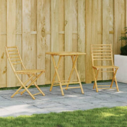 Walplus 3 Piece Bistro Set Bamboo For Garden Backyard, Balcony - Cushion Not Included