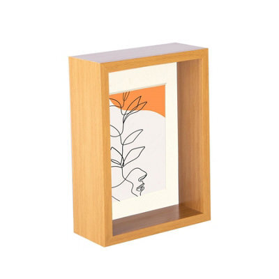 "Nicola Spring 5 X 7"" Deep Photo Frame - Light Wood/ivory Mount - 3D Deep Box Picture Frame Display Case (20 X 15Cm)" - image 1