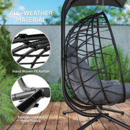 Outsunny Rattan Double Hanging Egg Chair With Canopy, Cushion, Black - thumbnail 6