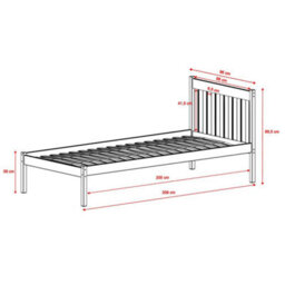 Arte Wooden Bed Martin Eu Single 97Cm - Solid Pine Wood Single Bed With Slatted Headboard And Raised Design - thumbnail 3