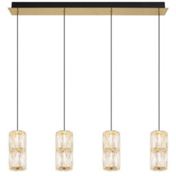 Luminosa Lighting Luminosa Stefanie Bar Pendant Ceiling Light Gold Colours Antique Crystals Clear Glass Shade 4X Led 3000K - thumbnail 3