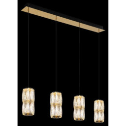 Luminosa Lighting Luminosa Stefanie Bar Pendant Ceiling Light Gold Colours Antique Crystals Clear Glass Shade 4X Led 3000K - thumbnail 4