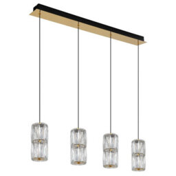 Luminosa Lighting Luminosa Stefanie Bar Pendant Ceiling Light Gold Colours Antique Crystals Clear Glass Shade 4X Led 3000K - thumbnail 2