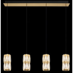 Luminosa Lighting Luminosa Stefanie Bar Pendant Ceiling Light Gold Colours Antique Crystals Clear Glass Shade 4X Led 3000K - thumbnail 5