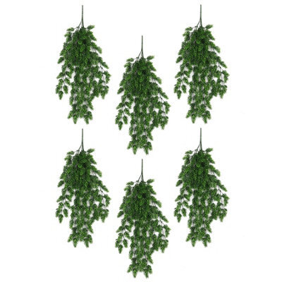 Leaf Pack Of 6 X Hanging Uv And Fire Resistant Artificial Clustered Fern Plant 128Cm - image 1
