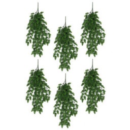 Leaf Pack Of 6 X Hanging Uv And Fire Resistant Artificial Clustered Fern Plant 128Cm - thumbnail 1
